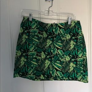 Tropical Leaf Print Miniskirt